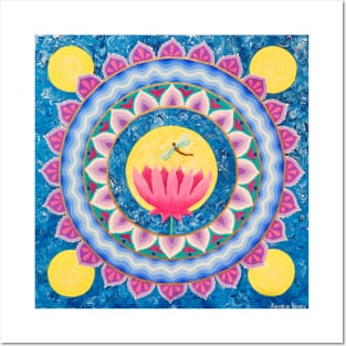 Lotus Moon Mandala Posters and Art